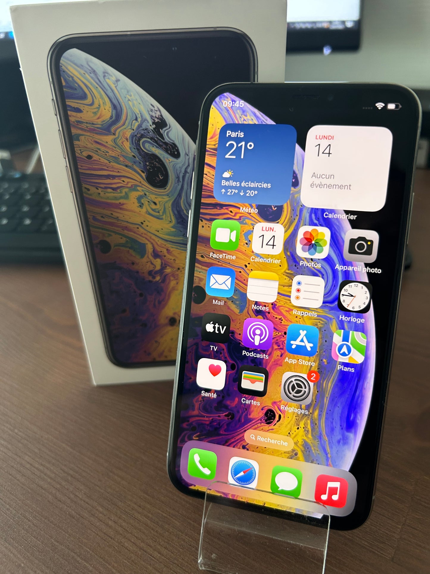 Apple iPhone XS Argent 256 Go – État impeccable, Batterie neuve 100 %, Écran sans rayures – Avec boîte d'origine (Sans chargeur)