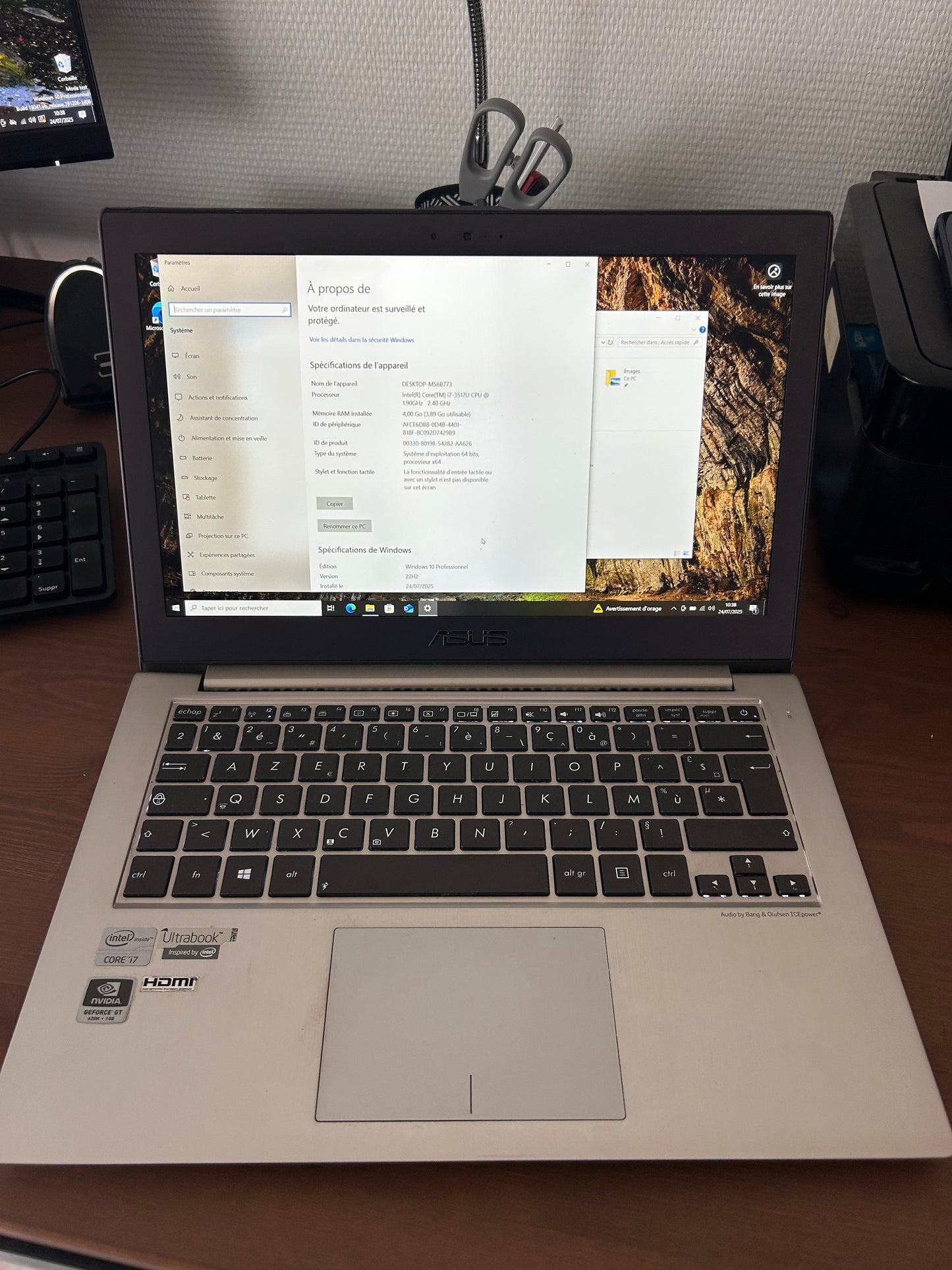 ASUS UX32V - Core i7 3517U / 4Go RAM / 512Go SSD / Nvidia GT 620M / Windows 10 – Bon état