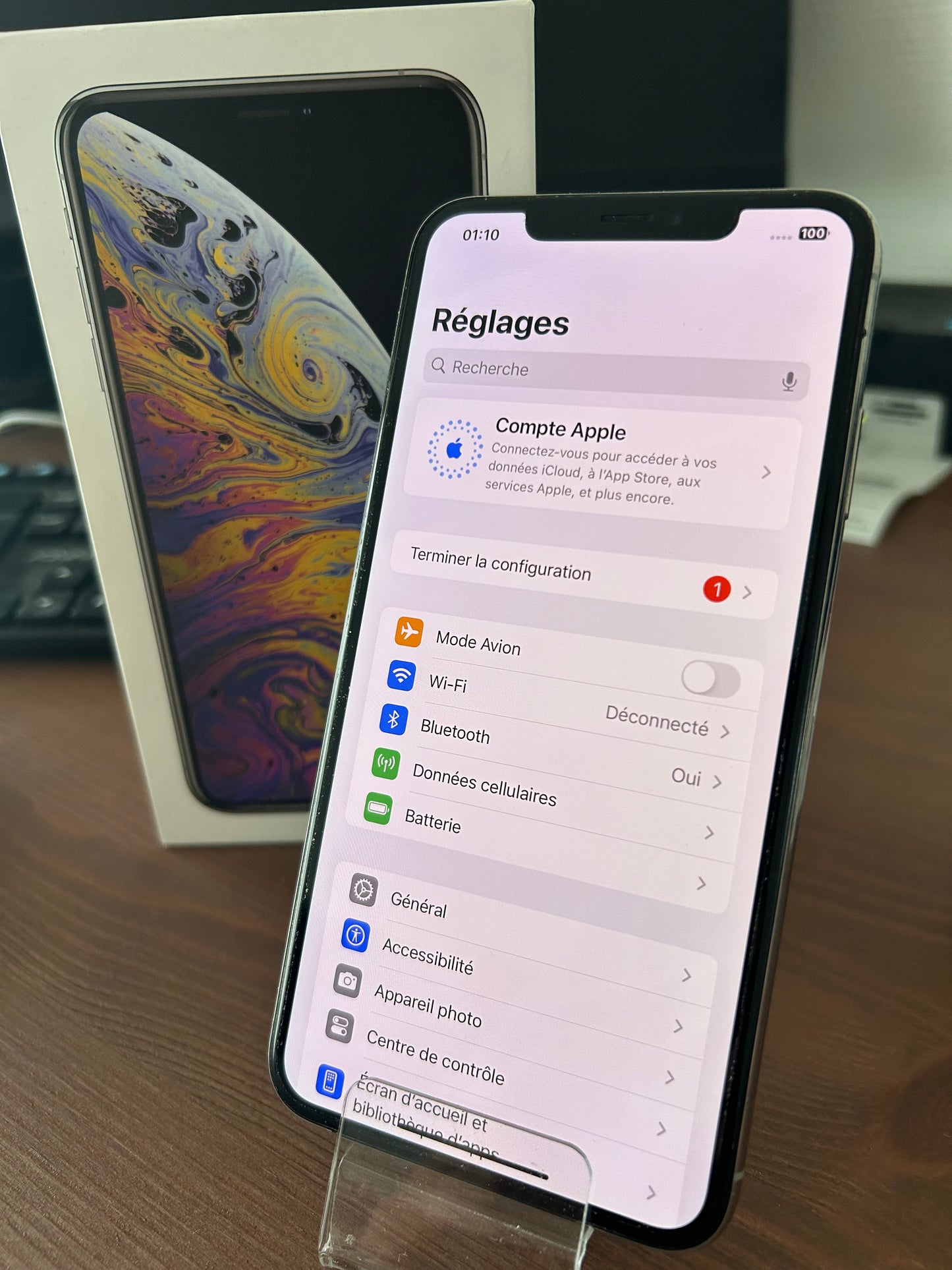 iPhone XS Max Argent 256 Go – Très Bon État, Débloqué, Batterie 100 %, Boîte d’Origine