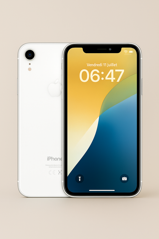 iPhone XR Blanc 64 Go – Très Bon État, Débloqué, Batterie 100 %, iCloud Supprimé