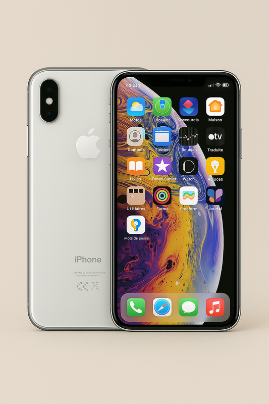 Apple iPhone XS Argent 256 Go – État impeccable, Batterie neuve 100 %, Écran sans rayures – Avec boîte d'origine (Sans chargeur)