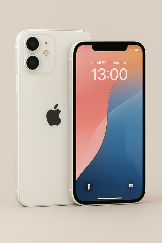 iPhone 12 Blanc 128 Go – Très Bon État, Batterie Neuve, Débloqué, iCloud Supprimé