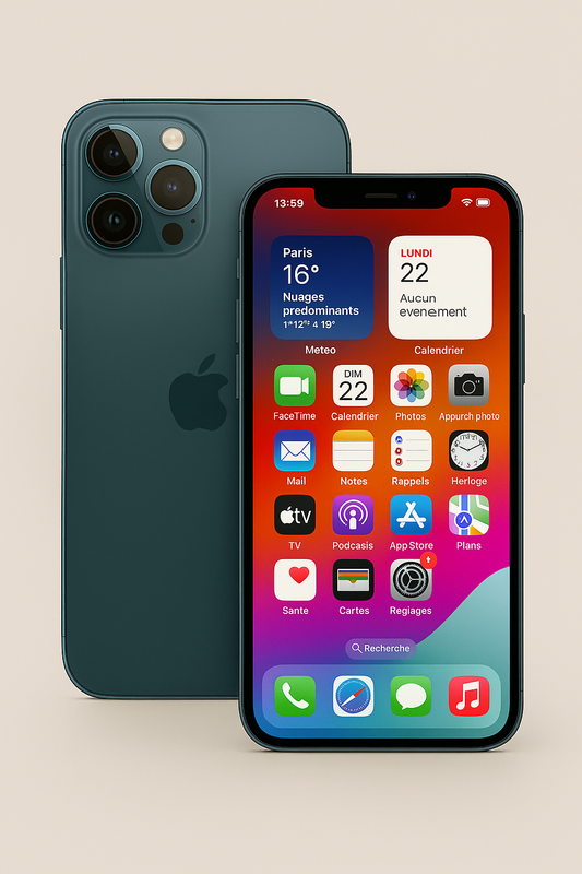 iPhone 12 Pro Bleu 128 Go – Bon État, Batterie Neuve, Débloqué, Boîte d’Origine