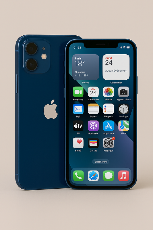 iPhone 12 Bleu 128 Go –  Bon État, Batterie Neuve, Débloqué Tout Opérateur