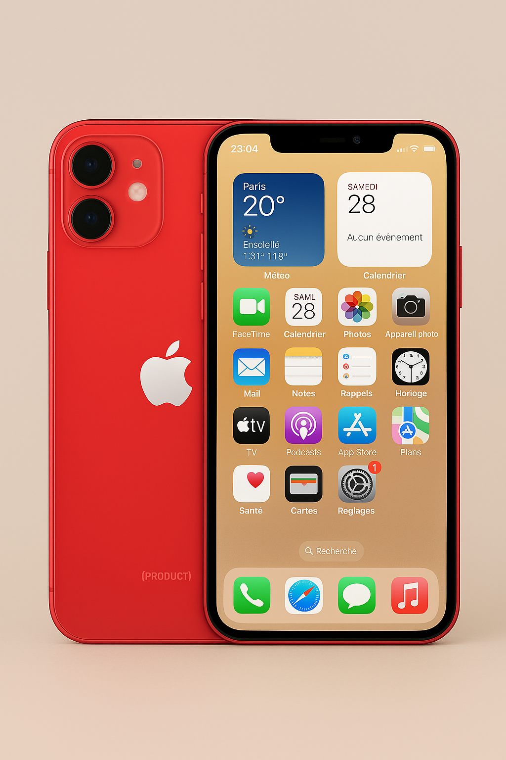 iPhone 12 Rouge 128 Go – Écran d’origine, État Comme Neuf, Batterie 100 %, Débloqué