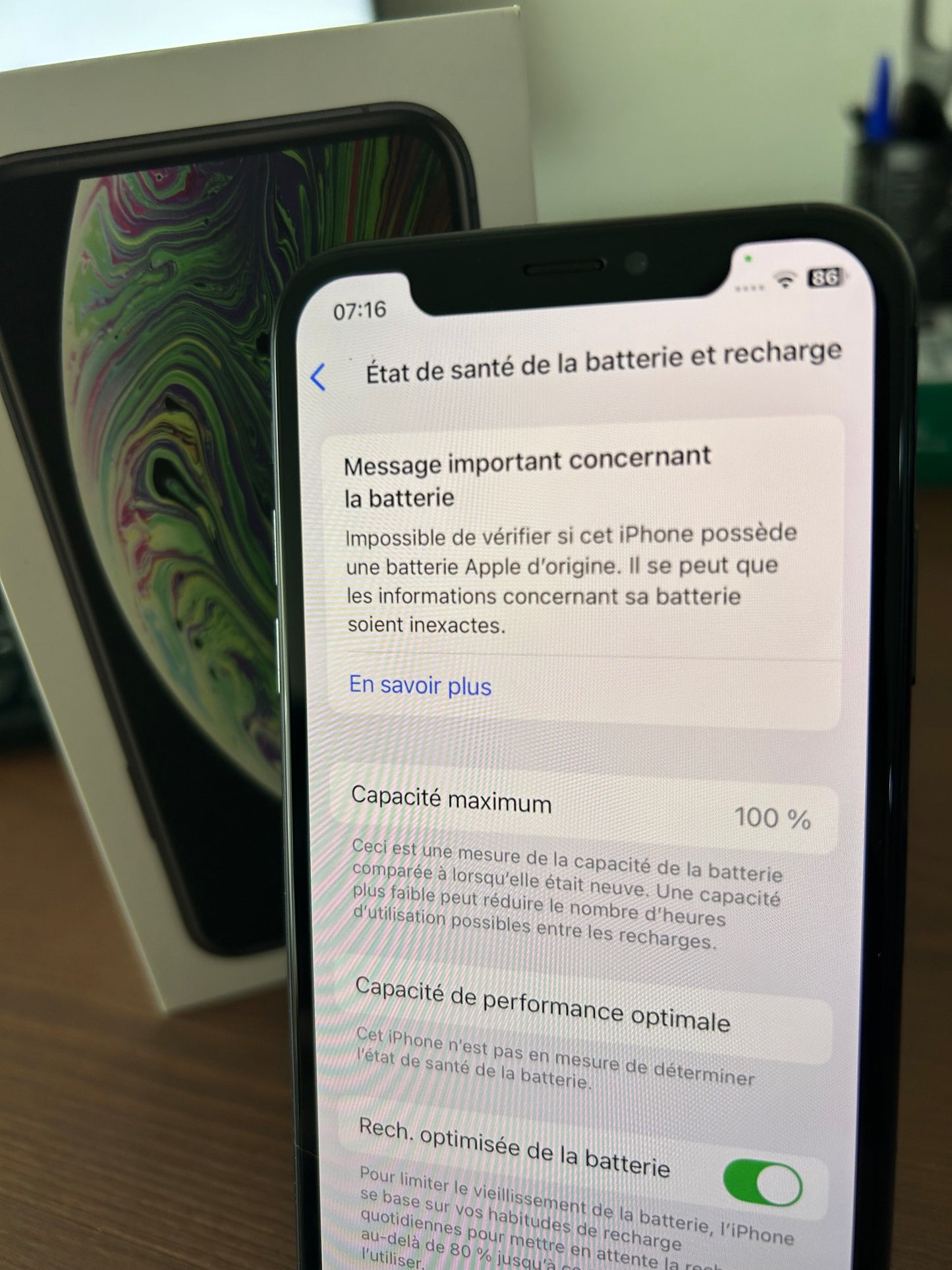 📱 iPhone XS 256 Go Gris Sidéral – État Impeccable | Écran Parfait | Batterie Neuve 100% | Avec Boîte d’Origine