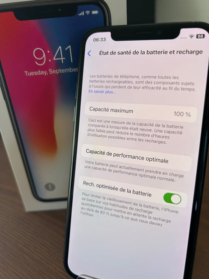 📱 iPhone XS 256 Go Gris Sidéral – État bon état | Batterie Neuve 100% | Avec Boîte d’Origine