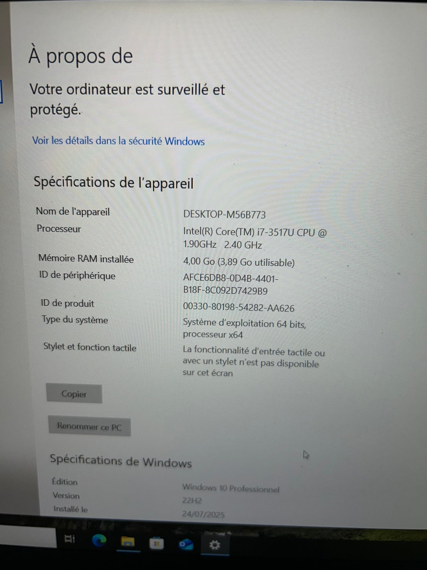 ASUS UX32V - Core i7 3517U / 4Go RAM / 512Go SSD / Nvidia GT 620M / Windows 10 – Bon état