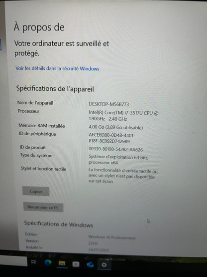 ASUS UX32V - Core i7 3517U / 4Go RAM / 512Go SSD / Nvidia GT 620M / Windows 10 – Bon état
