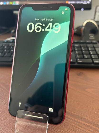 iPhone 11 rouge  128 Go – État Correct, Débloqué, iCloud Supprimé, Batterie 100 %