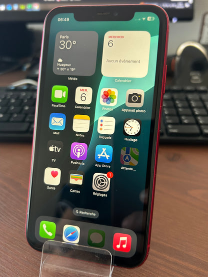 iPhone 11 rouge  128 Go – État Correct, Débloqué, iCloud Supprimé, Batterie 100 %