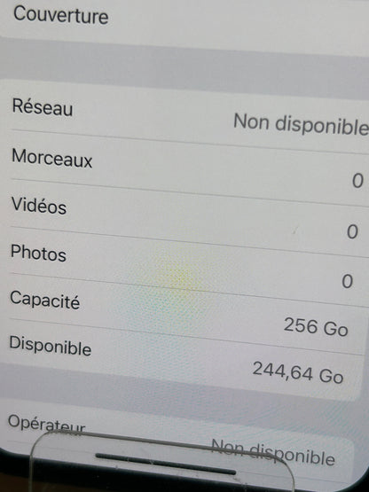 iPhone X Argent 256 Go – Très Bon État, Débloqué, Batterie 100 %, Boîte Fournie (Non d’Origine)