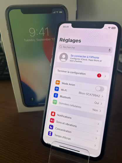 iPhone X Argent 256 Go – Très Bon État, Batterie Neuve, Débloqué, Boîte d’Origine