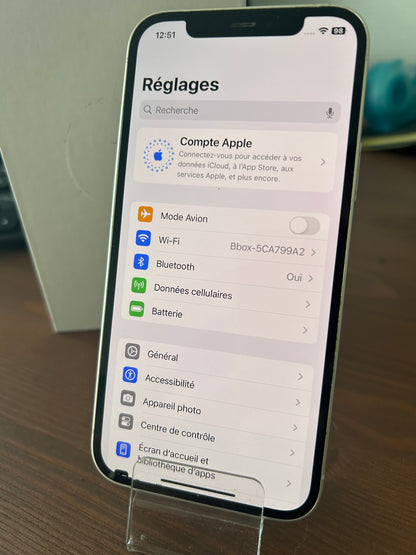 iPhone 12 Blanc 128 Go – Très Bon État, Batterie Neuve, Débloqué, iCloud Supprimé