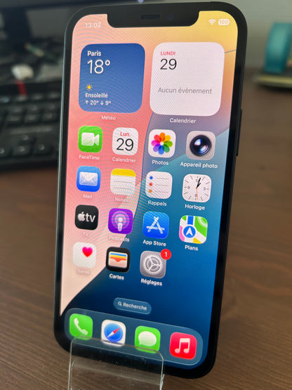 iPhone 12 Noir 128 Go – Très Bon État | Écran Neuf, Batterie Neuve, Débloqué Tout Opérateur
