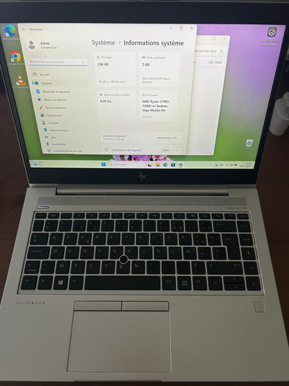 HP EliteBook 745 G6 – Ryzen 3 Pro 3300U / 8 Go RAM / 256 Go SSD / Radeon Vega 6 / Windows 11 Pro – Très bon état