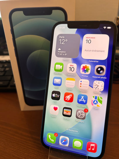 iPhone 12 Bleu 128 Go –  Bon État, Batterie Neuve, Débloqué Tout Opérateur