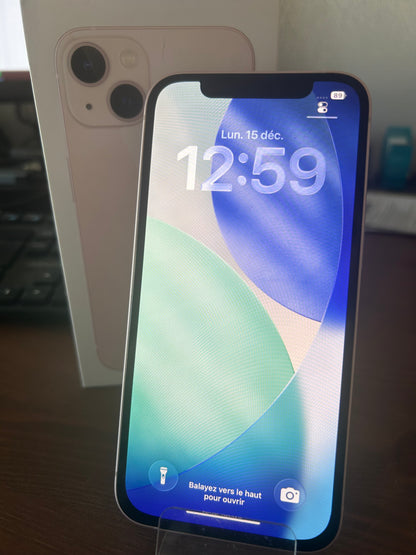 iPhone 13 Rose 128 Go – Écran OLED Neuf, Batterie 100 %, Débloqué Tout Opérateur