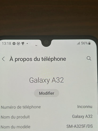 Samsung Galaxy A32 Noir 128 Go – Très Bon État, Batterie Neuve, Débloqué Tout Opérateur