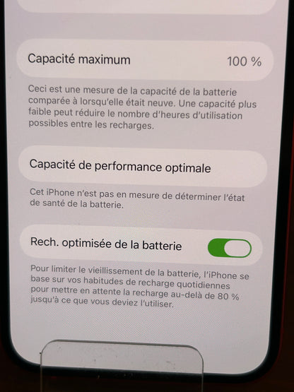 iPhone 12 Rouge 128 Go – Écran d’origine, État Comme Neuf, Batterie 100 %, Débloqué