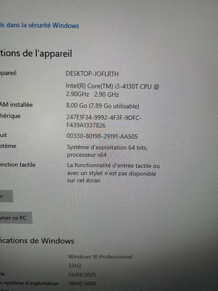 🖥️ Lenovo M93 – Intel Core i5-4150T 3,00 GHz, 8 Go DDR3, 256 Go SSD